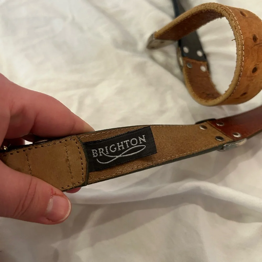 Brighton Women’s Leather Colorblock‎ Silver Hardware Belt 38”
